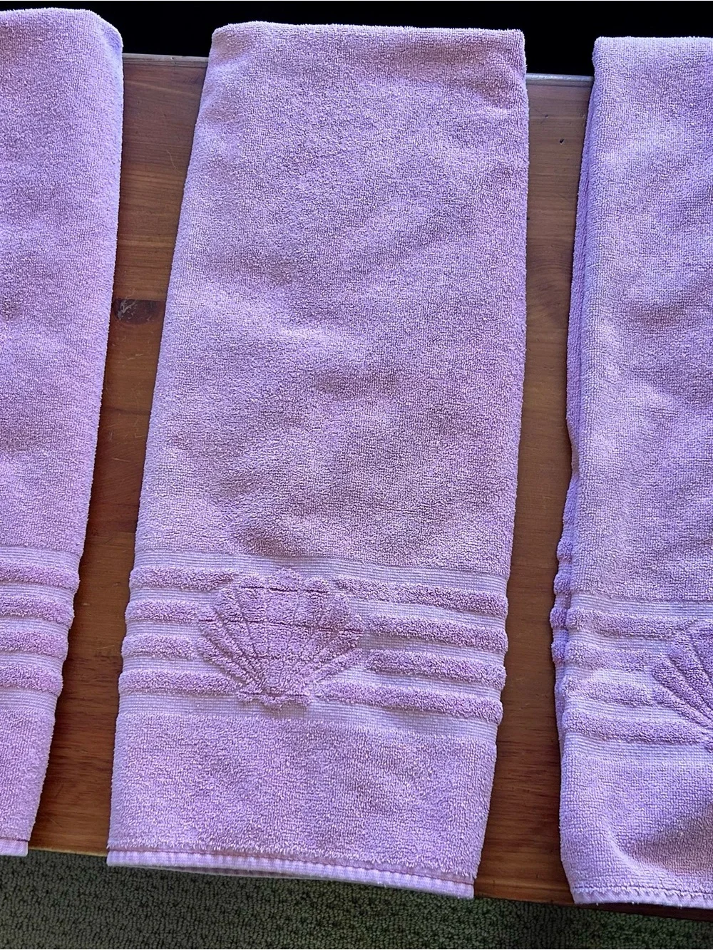 Vtg. Cannon Royal Family Pink Shell-Embossed Bath Towels - Set of 3 23” x 43”